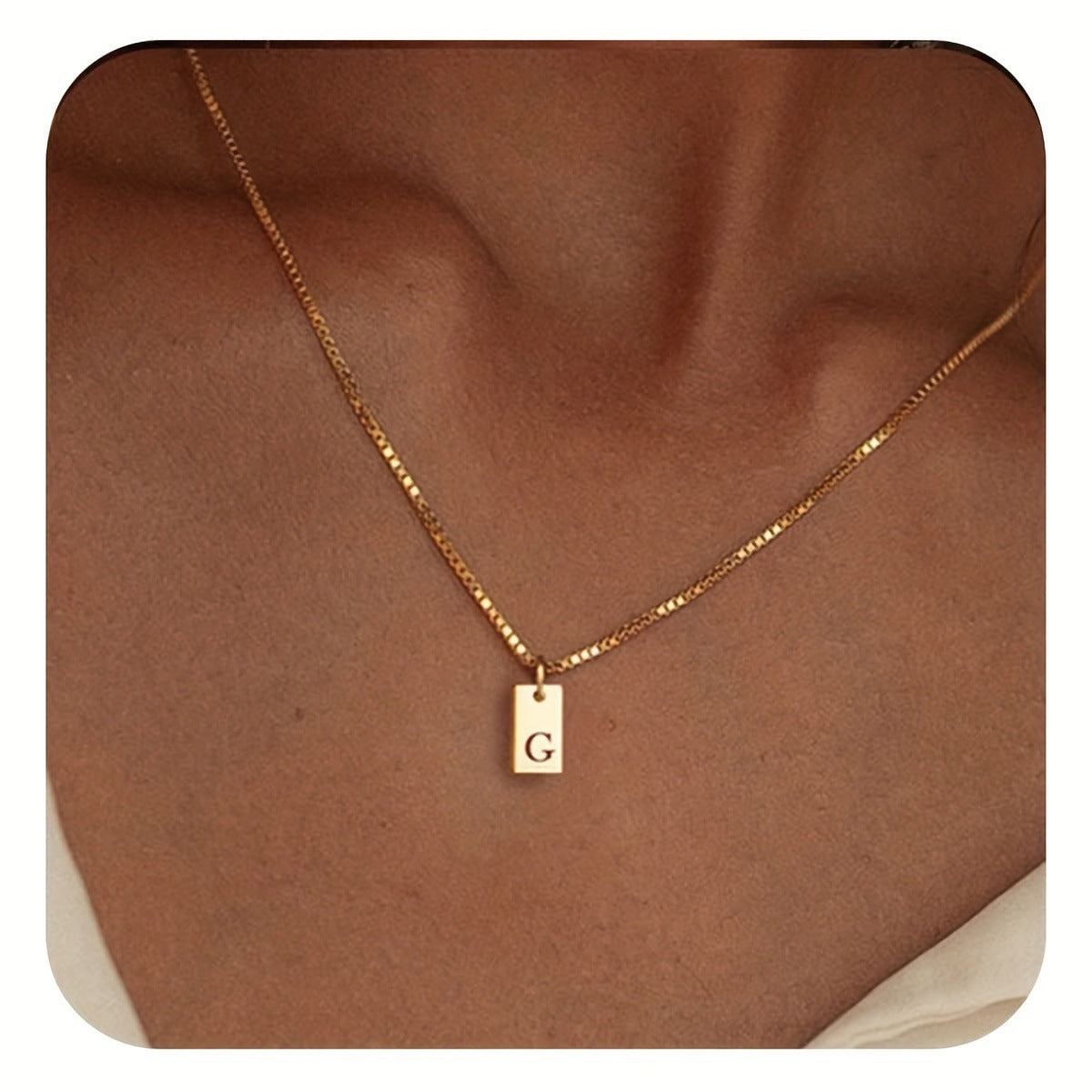 Stainless Steel Letter Pendant Necklace – Box Chain