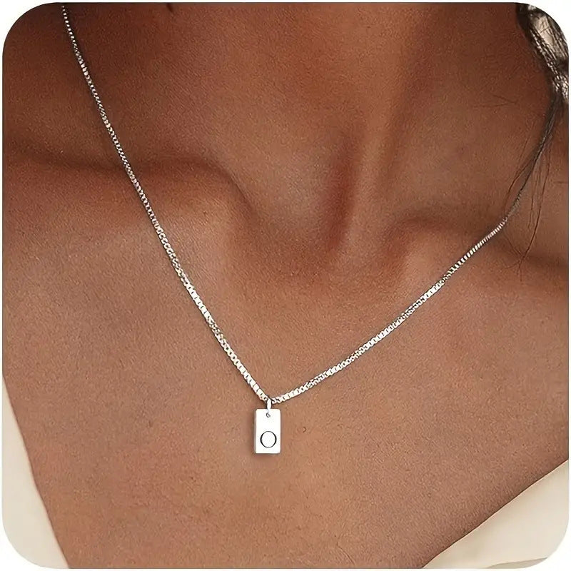 Stainless Steel Letter Pendant Necklace – Box Chain