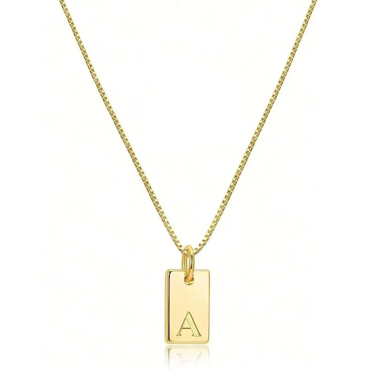Stainless Steel Letter Pendant Necklace – Box Chain