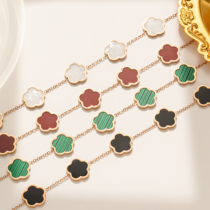 Parthenocissus Grass Flower Titanium Steel Bracelet