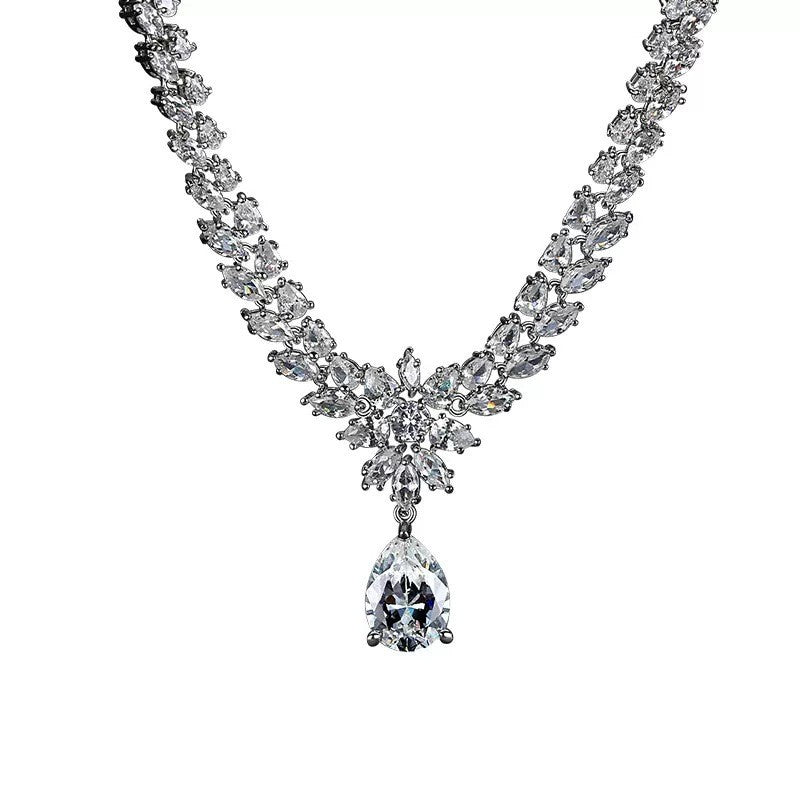 Simulated Moissanite Pendant Set