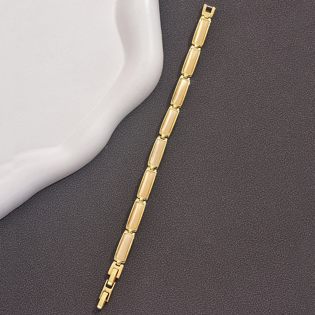 Geometric Rose Gold Opal Bracelet