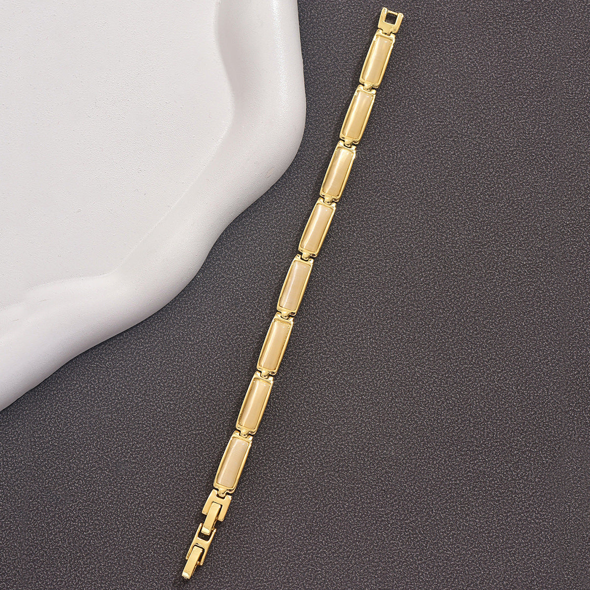 Geometric Rose Gold Opal Bracelet