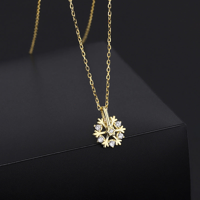 Pure Silver Rotating Snowflake Necklace
