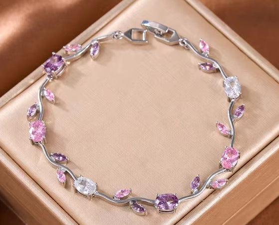 Light Luxury Leaf Crystal Bracelet