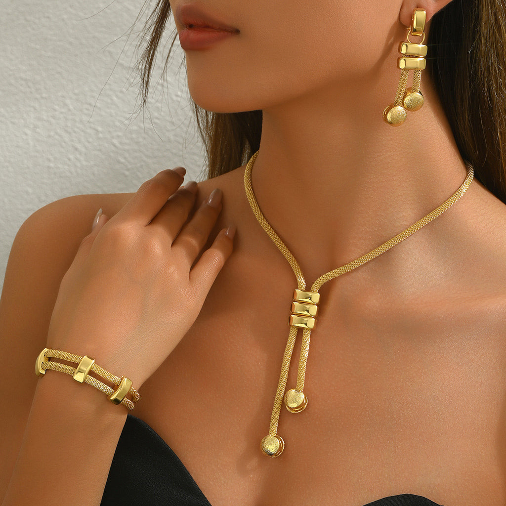 18K Necklace Geometric Bracelet set
