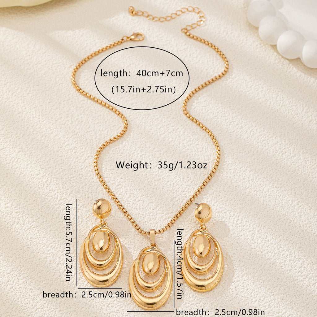 Multi-ring Drop Shape Three-piece Set