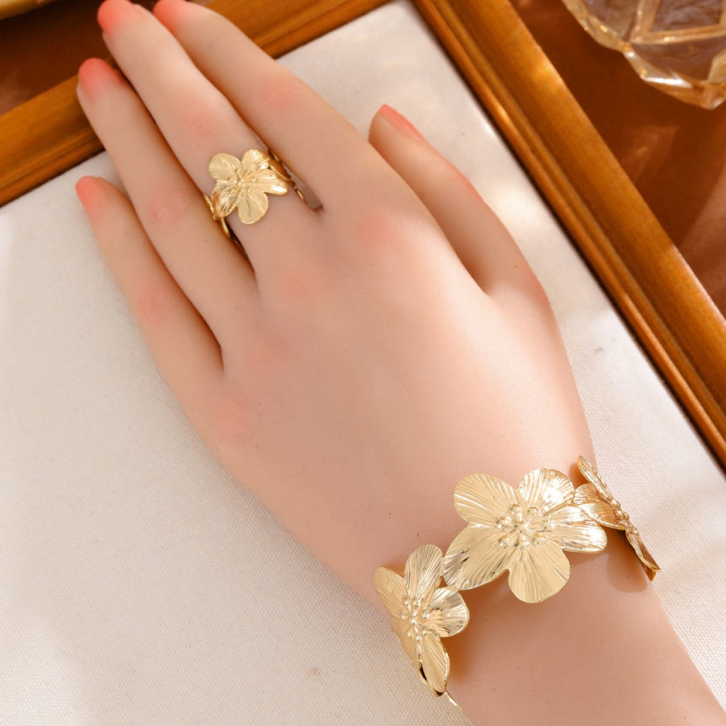 Flower Bracelet Ring Set