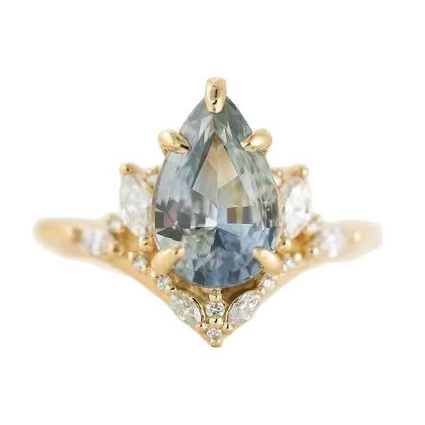 Blue Crystal Diamond Inlaid Ring