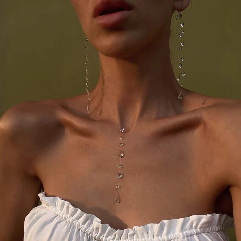 Frosted Dewdrop Design Necklace Earrings