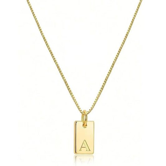 Stainless Steel Letter Pendant Necklace – Box Chain