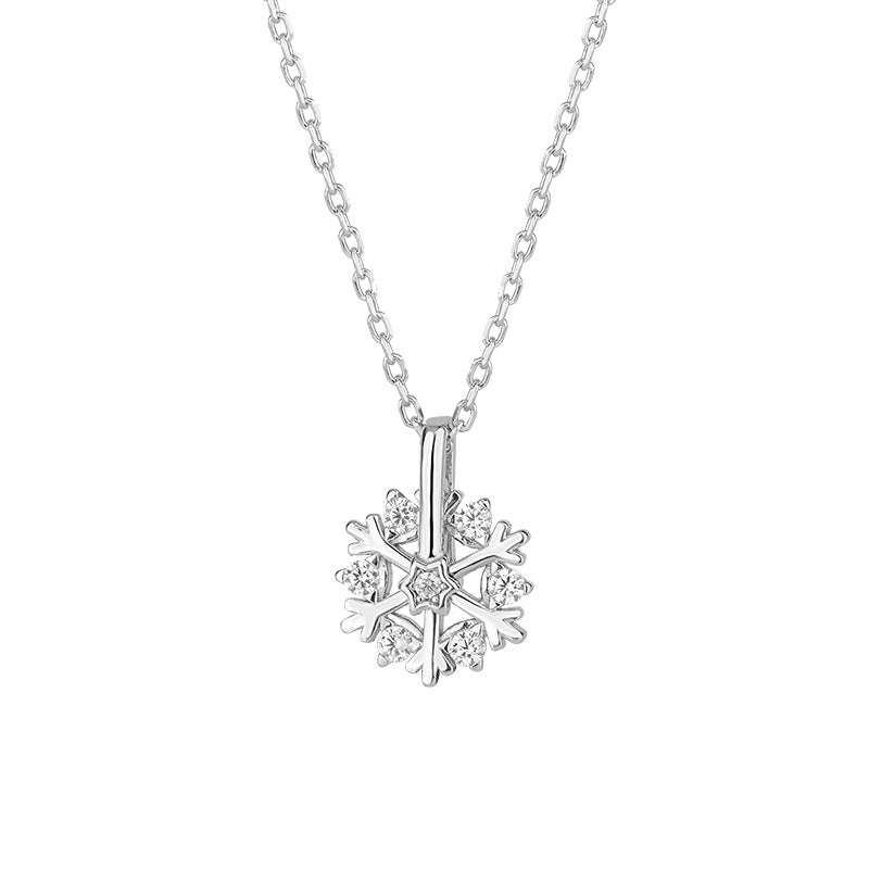 Pure Silver Rotating Snowflake Necklace
