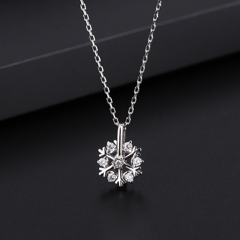 Pure Silver Rotating Snowflake Necklace