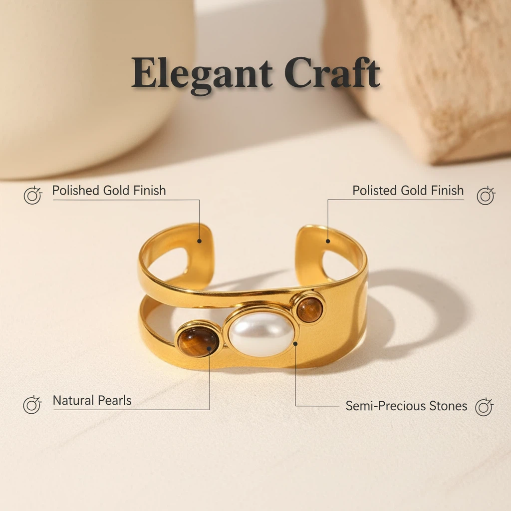 Natural Stone Wide Face Bracelet