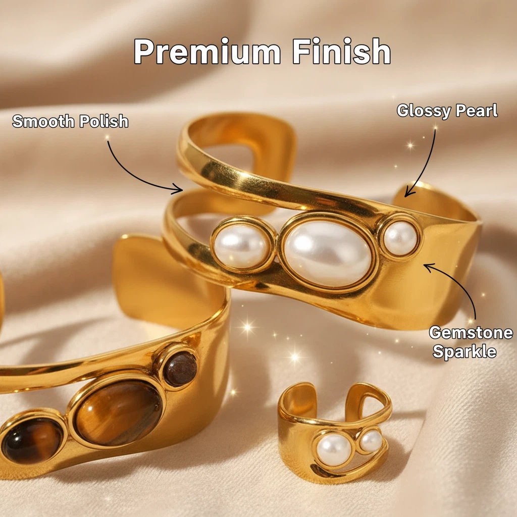 Natural Stone Wide Face Bracelet